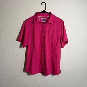 Magellan Outdoors Fish Gear Shirt Womens XL Hot Pink Logo Mesh Lined Button Up